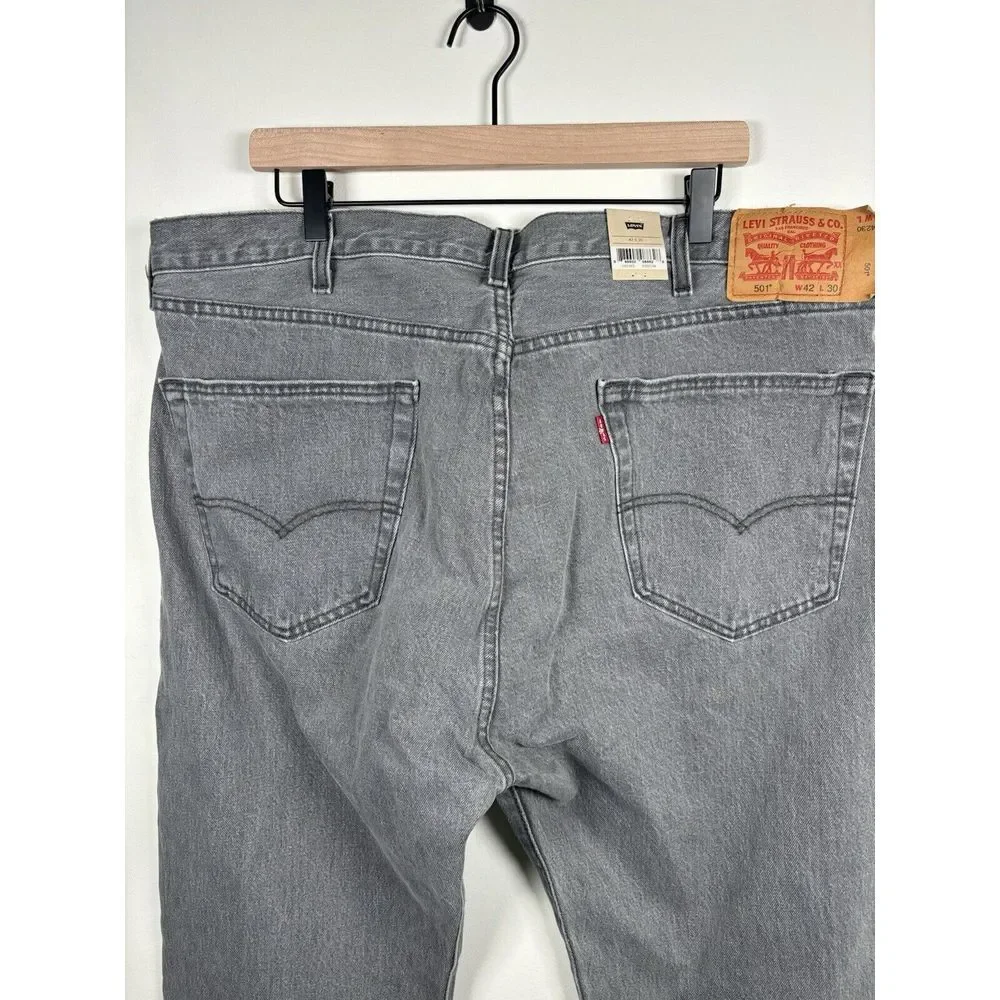 Levis 501 Jeans New Mens Original‎ Button Fly Color Grey 42x30 NWT